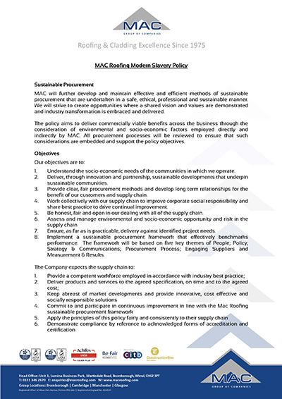 MAC Modern Slavery Policy